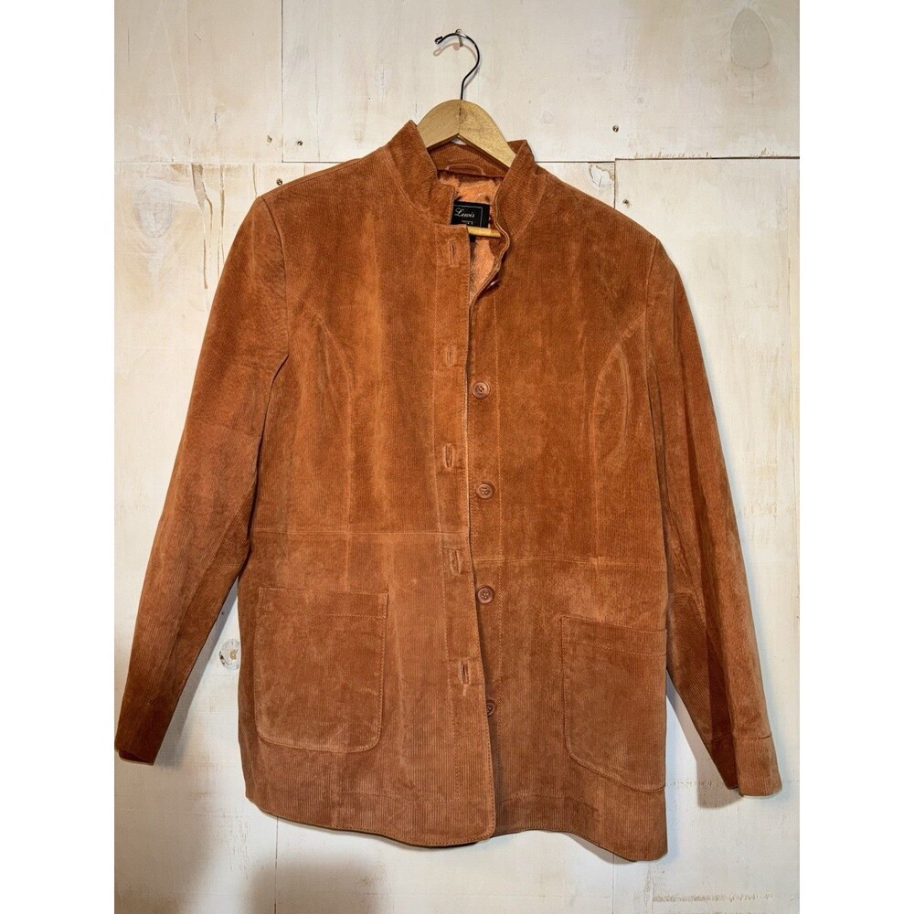 VTG Terry Lewis Classic Luxuries Orange Suede Corduroy Ribbed Jacket Women's L